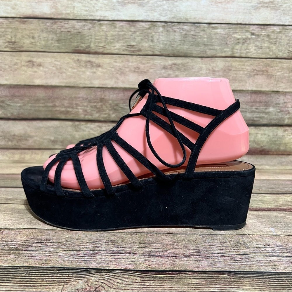 Aquazzura Black Suede Roma Platform Sandals